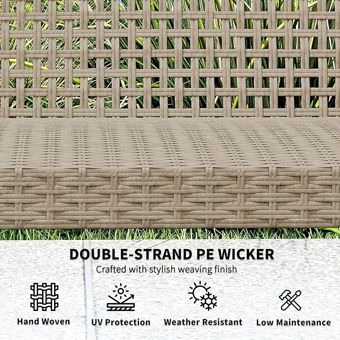 Outsunny Wicker Outdoor Couch, 3-Seat Rattan Outdoor Patio Sofa, 1000 lbs. Capacity, Acacia Wood Patio Furniture Couch with Steel Seat and Armrests for Backyard, Porch, Teak