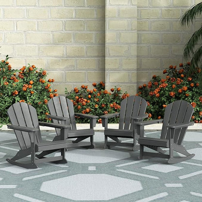 WestinTrends Malibu Outdoor Patio Porch Rocking Adirondack Chair (Set of 4), Gray