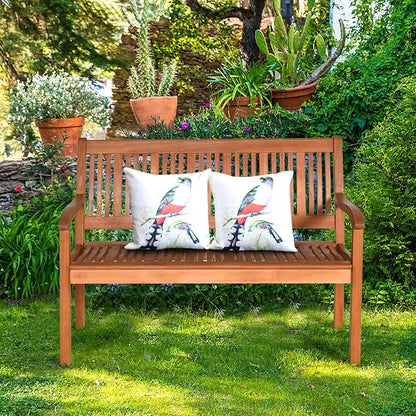 Outdoor Bench, Wooden Bench Outside Bench with Ergonomic Backrests & Curved Armrest, Garden Bench Patio Bench for Outdoors, Park, Porch, Yard & Lawn