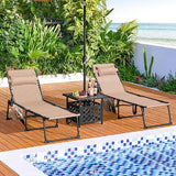 Yaheetech 22.4" Outdoor Folding Tanning Chair, Chaise Lounge Chairs with 5 Back Position Adjustable - Photo 2
