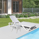 Domi Patio Outdoor Chaise Lounge Chair, All-Weather Plastic Adjustable Reclining Lounger - Photo 3
