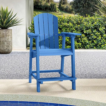 YITAHOME Tall Adirondack Chair, Poly Bar Height Balcony Seating, HIPS High Back Outdoor Chairs, Bar Stools Lifeguard Chair for Balcony Deck Pool Patio, Navy Blue