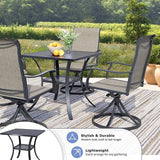 27.6" Square Outdoor Patio Table, All-Weather Metal Patio Table with Storage Shelf - Photo 4