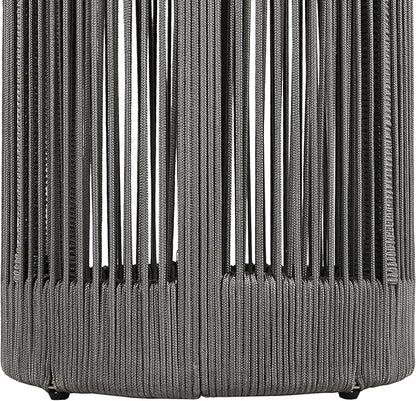 15" Outdoor Rustic Side Table,Rattan Rope & Acacia Wood End Table with Round Top & Iron Frame, Easy Assembly, Versatile Weather-Resistant Patio Furniture for Garden, Yard, Balcony, Gray Teak
