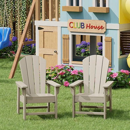 WestinTrends Malibu Kids Outdoor Adirondack Plastic Patio Chair (Set of 2), Sand