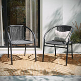 EMMA + OLIVER Set of 2 Modern Rattan Indoor/Outdoor Stack Chairs - Photo 6