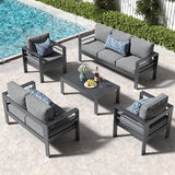 LayinSun Aluminum Outdoor Patio Coffee Table Modern Rectangle All-Aluminum End Table with Metal Frame - Photo 2