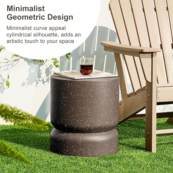 Giltzhome Antique Decorative Garden Stool, 17.25" H Heavy Duty Faux Terrazzo Accent Table, Side Table, Planter Stand for Garden Patio Lawn Home Indoor Outdoor, Coffee