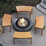 Tangkula Acacia Wood Outdoor Curved Bench Set of 4, Patio Garden Backless Fire Pit Bench with 1600 lbs Weight Capacity - Photo 1