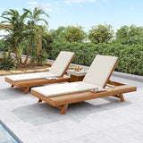 Acacia Wood Outdoor Chaise Lounge with Open Slatted Side, 4-Position Pool Lounge Chairs with All-Weather Cushion - Photo 7