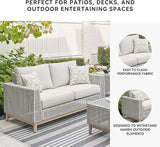 Signature Design by Ashley Seton Creek Cottage Nuvella Weather Resistant Fabric Outdoor Loveseat with Cushion and 2 - Photo 5