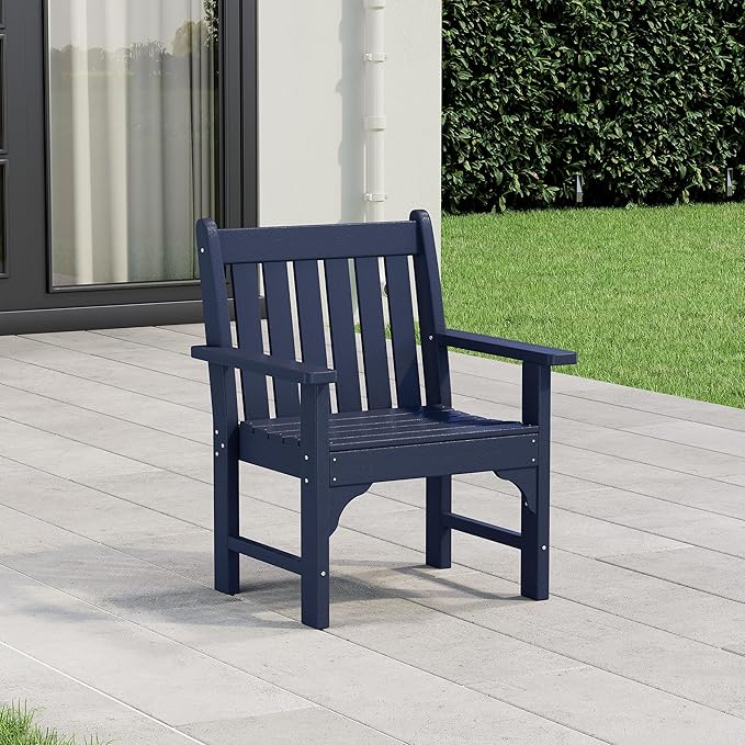 WestinTrends Malibu Outdoor Patio HDPE Adirondack Dining Arm Chair, Navy Blue