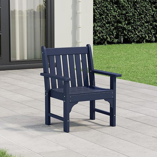 WestinTrends Malibu Outdoor Patio HDPE Adirondack Dining Arm Chair, Navy Blue