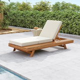 GDFStudio Acacia Wood Chaise Lounge with Triple-Fold Cushions, 4-Position Adjustable Backrest Recliner - Photo 1