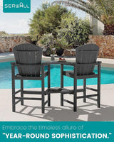 SERWALL Tall Adirondack Chairs Set of 4 with Double Layer Connecting Tray, HDPE Bar Height Outdoor Chairs - Photo 6