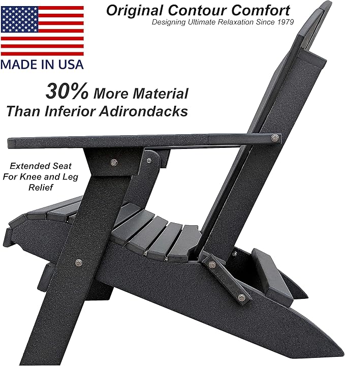 DuraWeather Poly® Classic King Size Folding Adirondack Chair (Charcoal Grey)