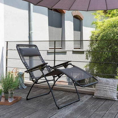 Lafuma LFM3118-8717 Futura Batyline One Size Zero Gravity Recliner Chair, Portable Outdoor Lounge Chair with Steel Frame, Graphite