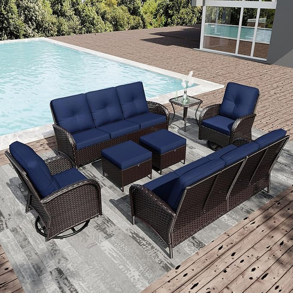 Joyside Wicker Patio Furniture Set, 7 Piece Outdoor Furniture Set with Thickened Cushions, High Back, Deep Seating - Photo 1