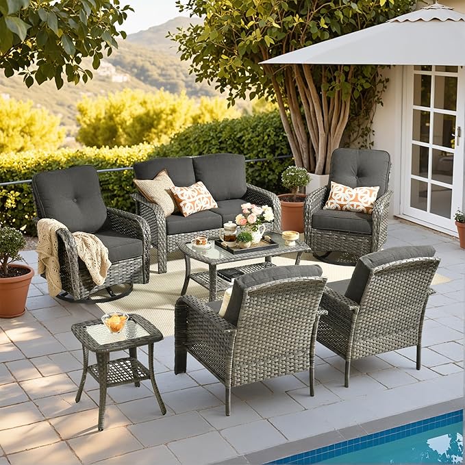HOOOWOOO Patio Furniture Set, 7 Pieces Outdoor Conversation Set - Photo 1