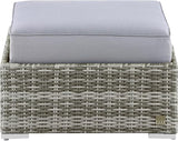 Elle Decor Vallauris Patio Outdoor Furniture Collection, Premium All Weather Wicker, Ottoman, Gray - Photo 4