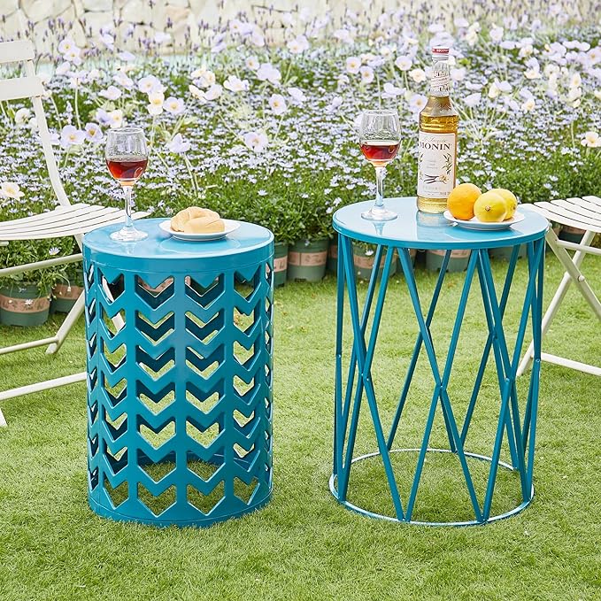 Y&M Set of 3 Nesting Metal Round Coffee Table, Side Table End Table for Indoor Outdoor Multifunctional Use - Photo 5