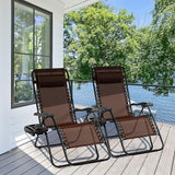 Giantex 2 PCS Zero Gravity Chair, Outdoor Chaise Lounge with Cup Holder - Photo 2