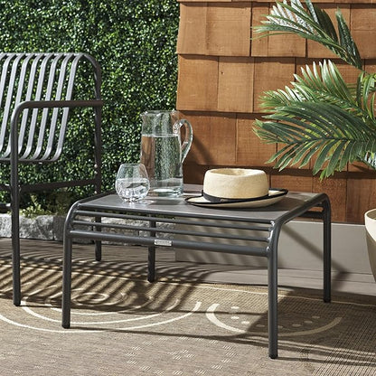 SAFAVIEH Outdoor Patio Furniture Core Grey Metal & Sintered Stone Coffee Table (Fully Assembled)