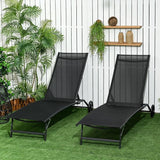 Outsunny Chaise Lounge Outdoor, 2 Piece Lounge Chair with Wheels, Tanning Chair with 5 Adjustable Positions for Patio - Photo 2