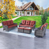Rilyson Wicker Patio Furniture Set - 6 Piece Rattan Outdoor Sectional Conversation Sets with 2 Rocking Swivel Chairs - Photo 8