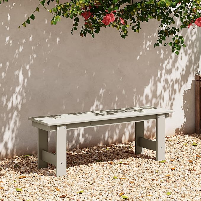 WestinTrends Ashore Outdoor HDPE 48" Modern Backless Patio Bench, Sand