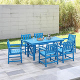 7 Pieces HDPE Outdoor Dining Set, Patio Dining Set with Umbrella Hole, All Weather Outdoor Dining Table Sets for 6 - Photo 9