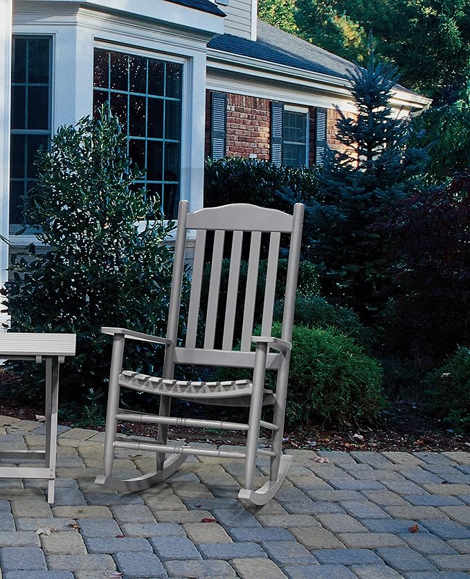 D&F Design Outdoor Rocking Rocker, Wood Rocking Chair with High Back and Curved Seat, UV Treated (Gray), Outoor and Indoor use