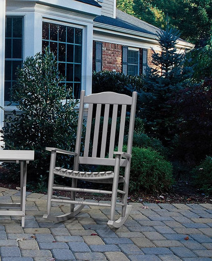 D&F Design Outdoor Rocking Rocker, Wood Rocking Chair with High Back and Curved Seat, UV Treated (Gray), Outoor and Indoor use