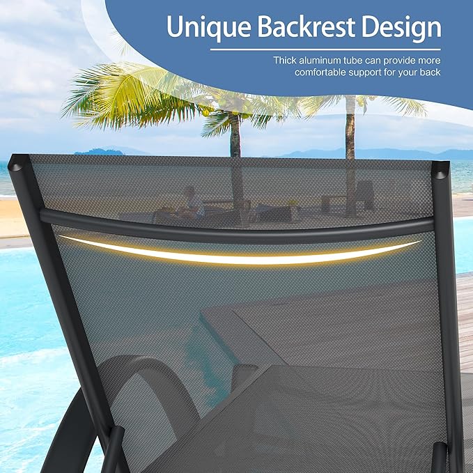 JY QAQA 2PCS Patio Outdoor Lounge Chaise with Wheels - Photo 3