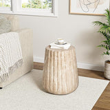 Christopher Knight Home Jayme 18.25" H Lightweight Concrete End Table, Outdoor Side Table, Carved Garden Stool - Photo 3