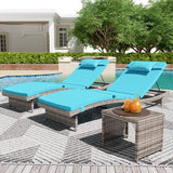 Long Reclining Chair Lounge Set (Set of 3), Modern Outdoor Patio Furniture with Adjustable Backrest & Side Table - Photo 9