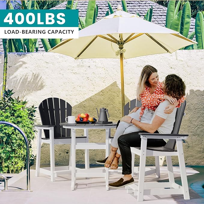 TYARDS Tall Adirondack Chairs Set of 4, Patio Chairs with 5" Widened Armrests and Footrest, HDPE Weather Resistant Adirondack Balcony Chairs, Outdoor Chairs for Garden, Backyard, Capacity 400LBS