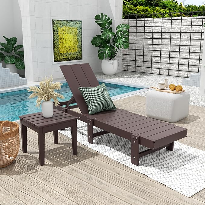 Costaelm Small Outdoor Side Table, Patio End Table Weather Resistant Outdoor Coffee Table, Square Conversation Table for Indoor, Porch, Balcony, Garden, Poolside, Deck, Dark Brown