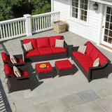 6 Pieces Patio Conversation Furniture Set - 2 Sofas, 2 Armchairs, 2 Ottomans - Photo 6