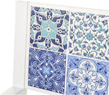 Deco 79 Metal Patio Outdoor Bench Mosaic Floral and Scroll Patio Bench with Blue and Teal Patterns - Photo 4