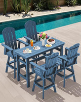 SERWALL 5-Piece Swivel Adirondack Bar Set, HDPE Swivel Bar Height Chairs Set of 4 with Bar Table - Photo 9