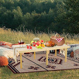 Folding Picnic Table with Table Runner, Portable Boho Low Picnic Table for Indoor Outdoor - Photo 2