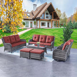 Rilyson Wicker Patio Furniture Set - 7 Piece Rattan Outdoor Sectional Conversation Sets with 2 Rocking Swivel Chairs - Photo 8