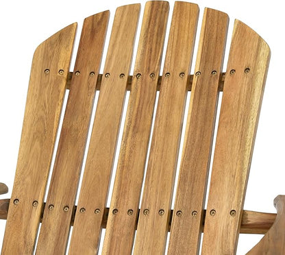 Outdoor Adirondack Chair, Acacia Wood with Slatted Back and Wide Armrests, Comfortable and Durable, Foldable Design for Deck, Backyard, Garden, Teak