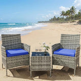GarveeHome 3-Piece Patio Bistro Set, PE Rattan Outdoor Conversation Furniture with 2 Cushioned Chairs & Coffee Table - Photo 5