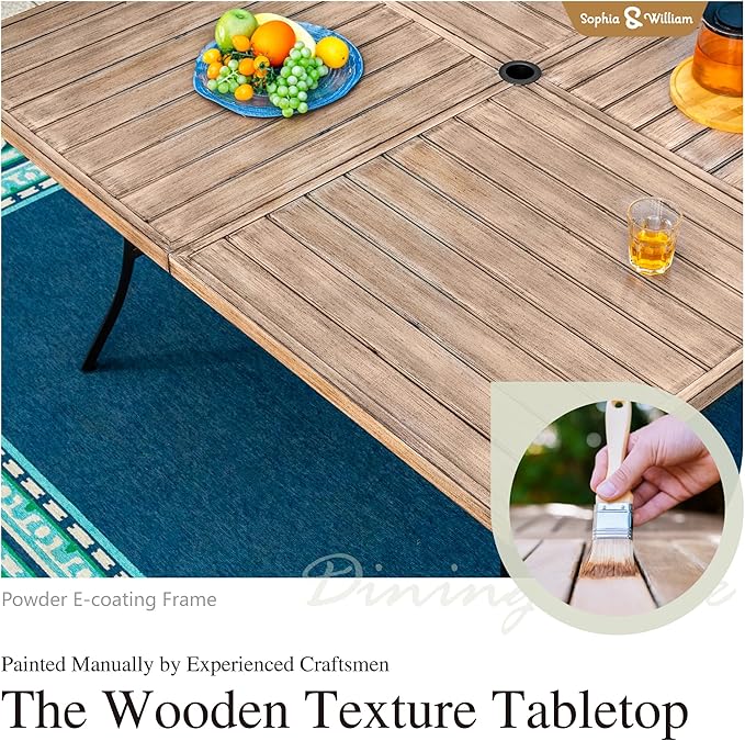 Sophia & William 57.5" Large Outdoor Patio Table for 8 - Photo 5