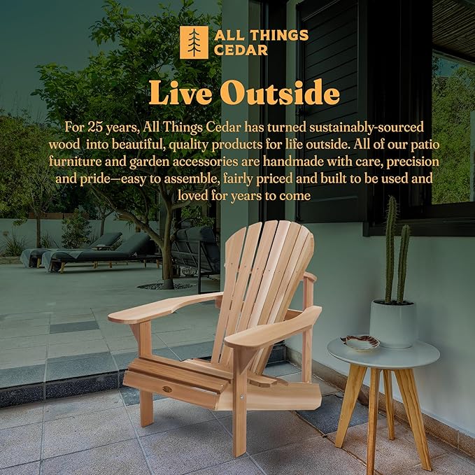 All Things Cedar Patio Chair, Athena Adirondack Outdoor Seat with Wide Arm Rest