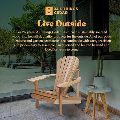 All Things Cedar Patio Chair, Athena Adirondack Outdoor Seat with Wide Arm Rest