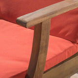 Christopher Knight Home Perla Outdoor Chaise Lounge with Water Resistant Cushion, Teak Finish / Orange - Photo 6
