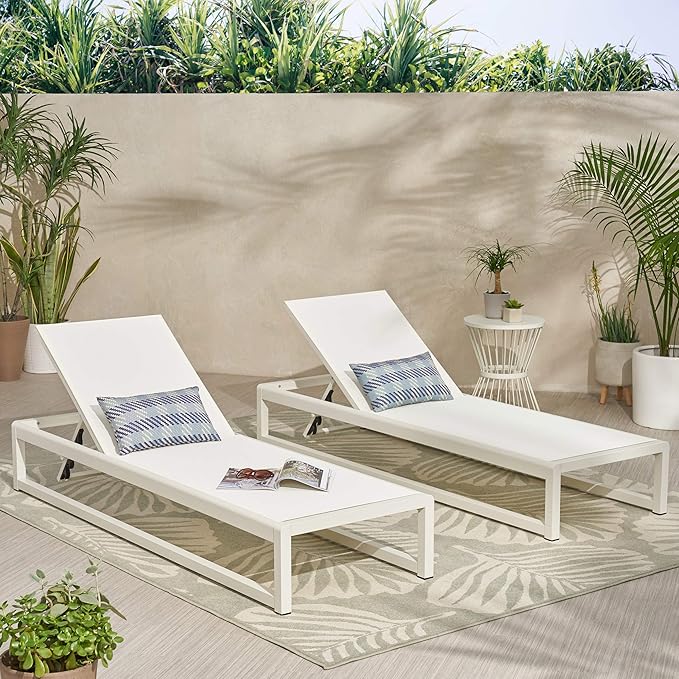 Christopher Knight Home Eudora Outdoor Chaise Lounge (Set of 2), White - Photo 2